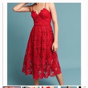 Red lace anthropologie dress